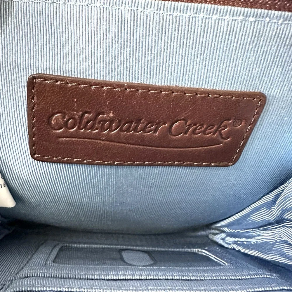 Vintage‎ Coldwater Creek Glazed Mini Leather Organizer Crossbody Brown Pouch Y2K